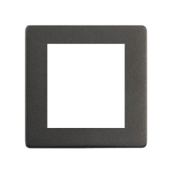 2 Module Euro Cover Plate in Matt Black Screwless with Black Trim, Mode Black