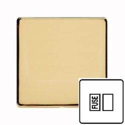 1 Gang 13A Switched Fused Spur Screwless Polished Brass Flat Plate and White Insert Studio Range