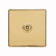 1 Gang 2 Way Dolly Switch in Screwless Polished Brass Flat Plate and Toggle, Studio Range