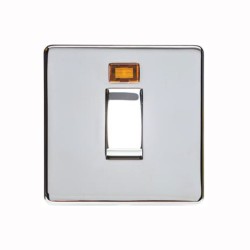 1 Gang 20A Double Pole Switch with Neon Screwless Polished Chrome Flat Plate Studio Range