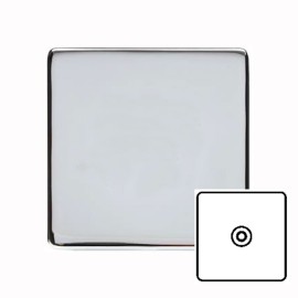 1 Gang Satellite Socket Screwless Polished Chrome with a White Insert Flat Plate Studio Range