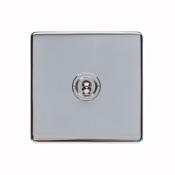 1 Gang 2 Way Dolly Switch in Screwless Polished Chrome Flat Plate and Toggle, Studio Range