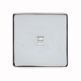 1 Gang Secondary Telephone Socket Screwless Polished Chrome Plate with a White Insert, Studio Range