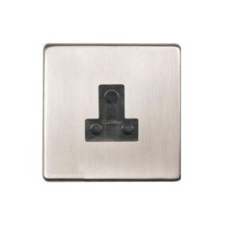 1 Gang Unswitched Round 3 Pin 5A Socket Screwless Satin Nickel with a Black Insert Studio Range