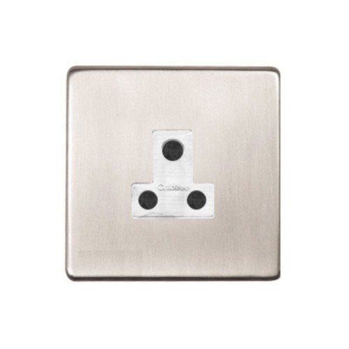 1 Gang Unswitched Round 3 Pin 5A Socket Screwless Satin Nickel with a White Insert Studio Range