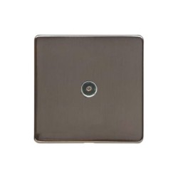 1 Gang Non-Isolated TV/Coaxial Socket Screwless Polished Bronze Plate Black Insert (Studio Range)