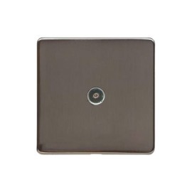 1 Gang Non-Isolated TV/Coaxial Socket Screwless Polished Bronze Plate Black Insert (Studio Range)