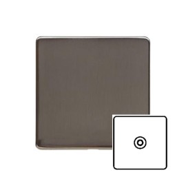 1 Gang Isolated TV/Coaxial Socket Screwless Polished Bronze Plate Black Insert (Studio Range)