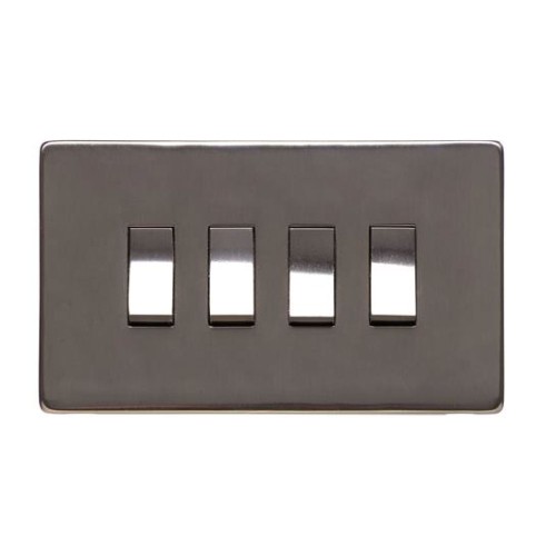 4 Gang 2 Way 10A Rocker Switch Screwless Polished Bronze Plate and Switches (Studio Range)