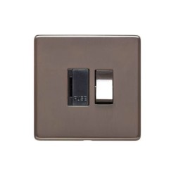1 Gang 13A Switched Fused Spur Screwless Polished Bronze Plate Black Insert (Studio Range)