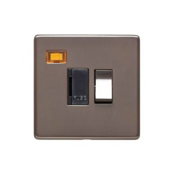 1 Gang 13A Switched Spur with Neon Screwless Polished Bronze Plate Black Insert (Studio Range)
