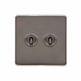 2 Gang 2 Way 20A Dolly Switch Screwless Polished Bronze Plate and Toggle (Studio Range)