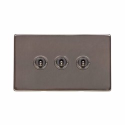 3 Gang 2 Way Triple Dolly Switch Screwless Polished Bronze Plate and Toggle (Studio Range)
