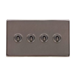 4 Gang 2 Way Dolly Switch Screwless Polished Bronze Plate and Toggle (Studio Range)
