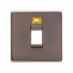 1 Gang 45A Cooker Switch Unit Single Plate with Neon, Screwless Polished Bronze Plate (Studio Range)