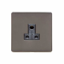 1 Gang Unswitched Round 3 Pin 5A Socket Screwless Polished Bronze Plate Black Insert (Studio Range)