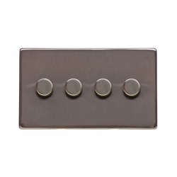 4 Gang 2 Way 10-120W LED Dimmer Screwless Polished Bronze Plate (Trailing Edge) Studio Range