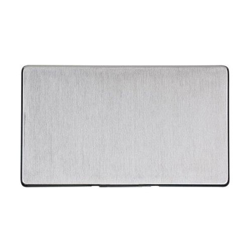 2 Gang Double Blank Plate Screwless Satin Chrome Flat Plate Studio Range