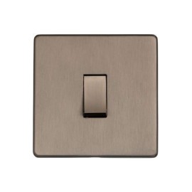 Screwless 1 Gang 2 Way 10A Rocker Switch Aged Pewter Plate and Switch, Studio Range