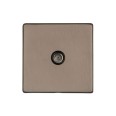 Screwless 1 Gang Non-Isolated TV Socket Aged Pewter Plate with Black Trim, Studio Range