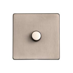 Screwless 1 Gang 10-120W Trailing Edge LED Dimmer Switch Aged Pewter Plate, Studio Range