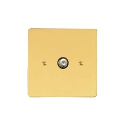 1 Gang Single Satellite Socket in Polished Brass and Black Trim, Stylist Grid Flat Plate