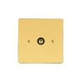 1 Gang Single TV Socket Non-Isolated in Polished Brass and Black Trim, Stylist Grid Flat Plate