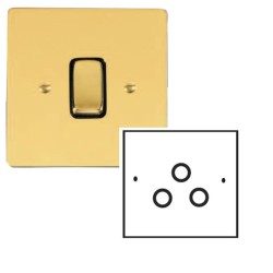 TV / FM / Satellite Triplex Socket in Polished Brass and Black Trim, Stylist Grid Flat Plate