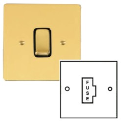 1 Gang 13A Unswitched Spur in Polished Brass and a Black Plastic Trim, Stylist Grid Flat Plate