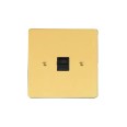 1 Gang Secondary Telephone Socket in Polished Brass and Black Trim Stylist Grid Flat Plate