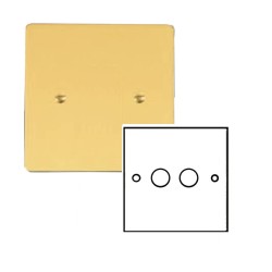 2 Gang 2 Way Dimmer Switch 400W in Polished Brass Plate and Knob Stylist Grid Flat Plate Range