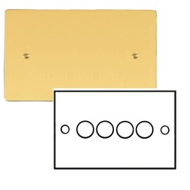 4 Gang 10-120W Trailing Edge LED Dimmer in Polished Brass Flat Plate, Stylist Grid range