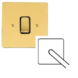 1 Gang Single Flex Outlet in Polished Brass and Black Trim Stylist Grid Flat Plate