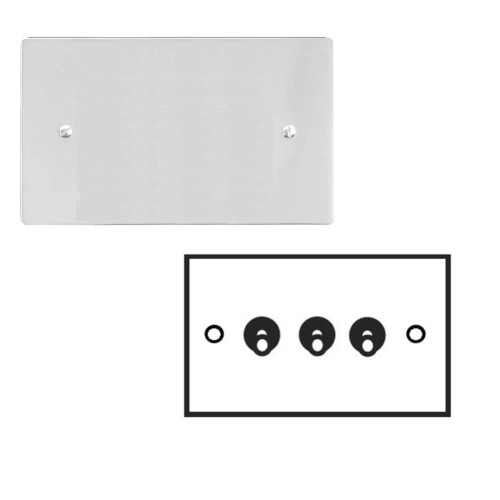 3 Gang 2 Way 20A Dolly Switch in Polished Chrome Plate and Dolly, Stylist Grid Range