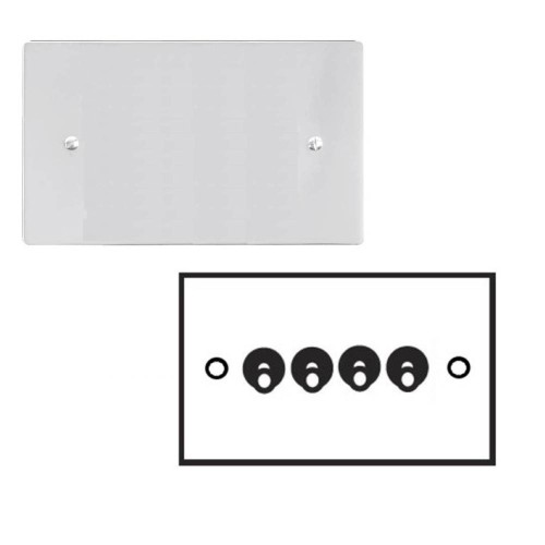 4 Gang 2 Way 20A Dolly Switch in Polished Chrome Plate and Dolly, Stylist Grid Range