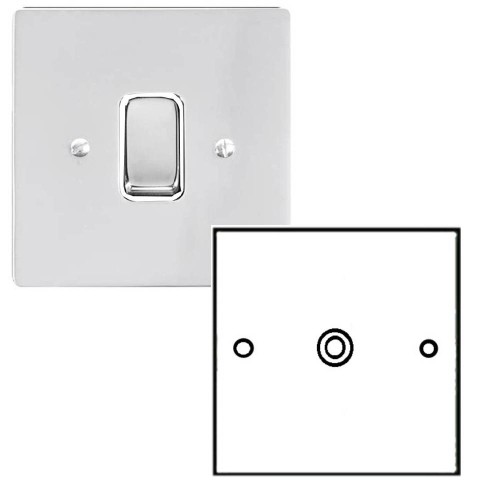 1 Gang Single TV Socket Non-Isolated in Polished Chrome and Black Plastic Trim, Stylist Grid Flat Plate