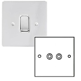 TV / Satellite Socket in Polished Chrome and White Plastic Trim, Stylist Grid Flat Plate