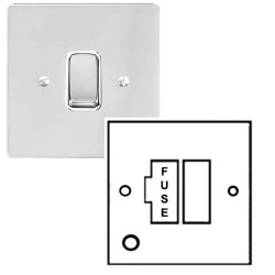 1 Gang 13A Switched Spur with Flex Outlet in Polished Chrome and White Plastic Trim, Stylist Grid Flat Plate