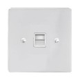 1 Gang Secondary Telephone Socket in Polished Chrome and White Plastic Trim Stylist Grid Flat Plate