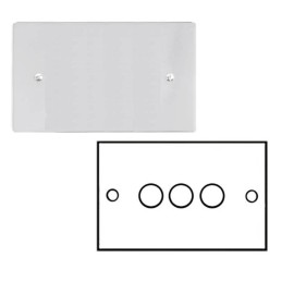 3 Gang 10-120W Trailing Edge LED Dimmer in Polished Chrome Flat Plate, Stylist Grid range