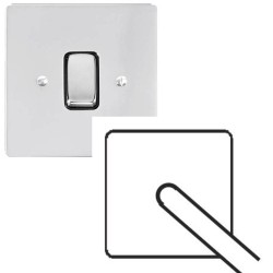 1 Gang Single Flex Outlet in Polished Chrome and Black Plastic Trim Stylist Grid Flat Plate
