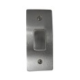 1 Gang Architrave 20A Rocker Grid Switch in Satin Chrome and White Plastic Trim Stylist Grid Flat Plate