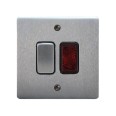 1 Gang 20A Double Pole Switch with Neon in Satin Chrome and Black Plastic Trim Stylist Grid Flat Plate