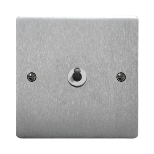 1 Gang 2 Way 20A Dolly Switch in Satin Chrome Plate and Dolly Stylist Grid Flat Plate