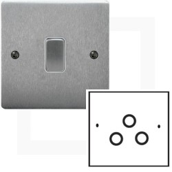 TV / FM / Satellite Triplex Socket in Satin Chrome Brushed and White Plastic Trim, Stylist Grid Flat Plate