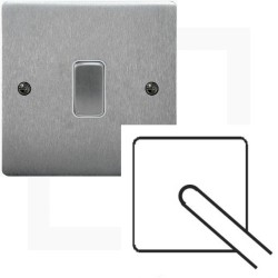 1 Gang Single Flex Outlet in Satin Chrome Brushed and White Plastic Trim Stylist Grid Flat Plate