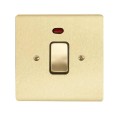 1 Gang 20A Double Pole Switch with Neon in Satin Brass Brushed and Black Insert Stylist Grid Flat Plate