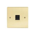 1 Gang Secondary Telephone Socket in Satin Brass and Black Trim Stylist Grid Flat Plate