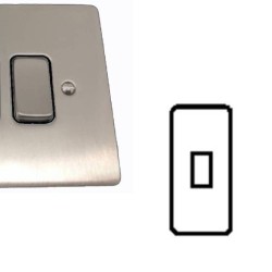 1 Gang Architrave 20A Rocker Grid Switch in Satin Nickel Brushed and Black Plastic Trim Stylist Grid Flat Plate