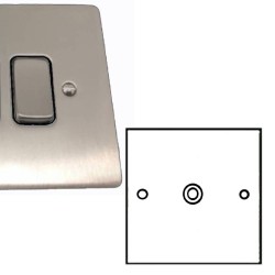 1 Gang Speaker Socket in Satin Nickel Brushed and White Plastic Trim Stylist Grid Flat Plate